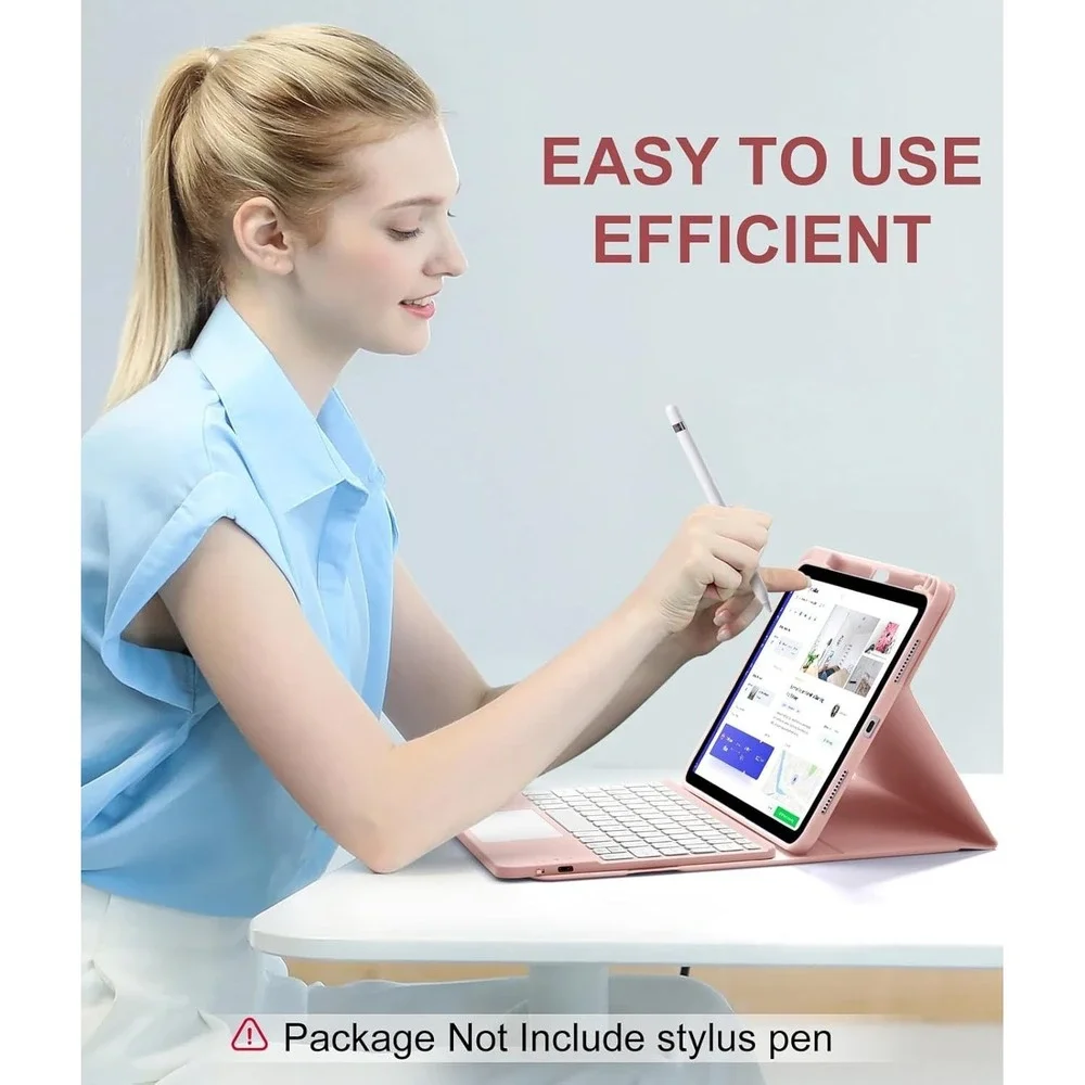 Harvopu iPad 11th 10th Gen Keyboard Case‎ Trackpad Backlit Detachable Pink